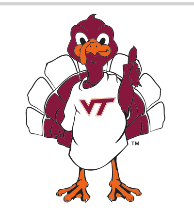 Hokie bird mascot with VT shirt, color variant, cell 51