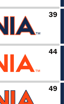 VIRGINIA wordmark, orange on navy variant, cell 35