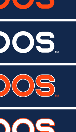 VIRGINIA wordmark, orange outline on navy variant, cell 48