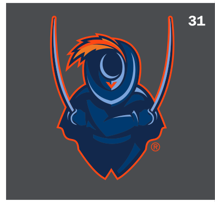 Cavalier, orange/blue on gray variant, cell 31