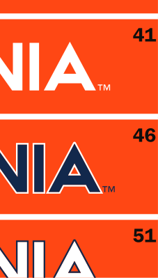 CAVALIERS wordmark, white with orange outline on navy variant, cell 59