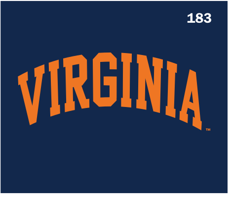 Arch Virginia wordmark, orange on navy variant, cell 183