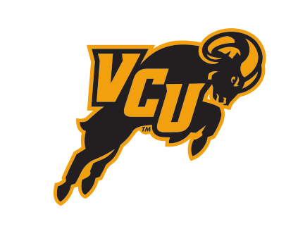 VCU wordmark with jumping ram, gold/black variant, cell 30