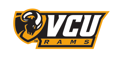 VCU RAMS wordmark with ram head, full color variant, cell 34