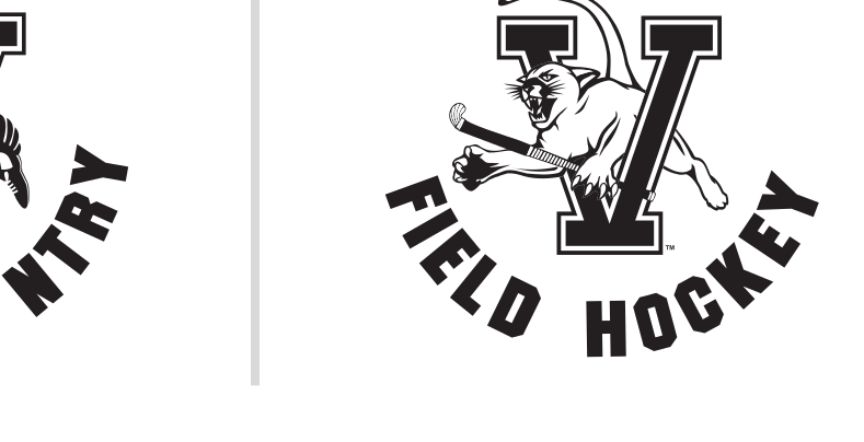 Vermont Field Hockey logo, black and white variant, cell 53