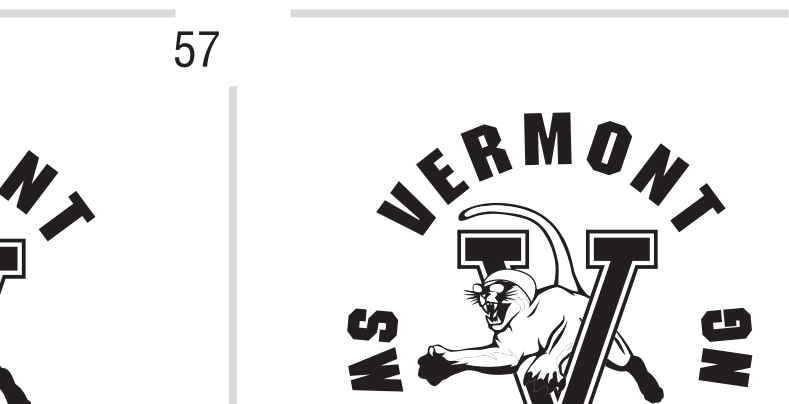 Vermont Hockey logo, black and white variant, cell 54