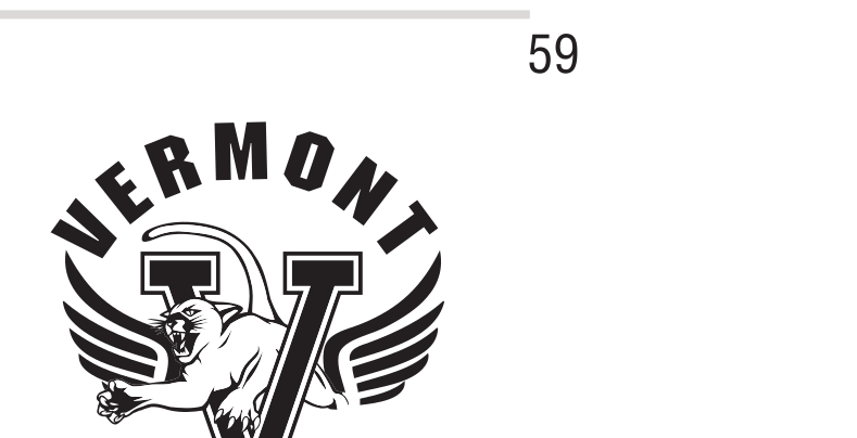 Vermont Track & Field logo, black and white variant, cell 59