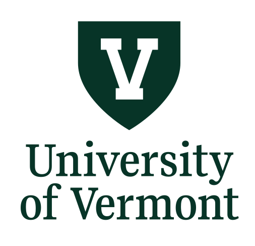 University of Vermont vertical lockup, green/black variant, cell 64