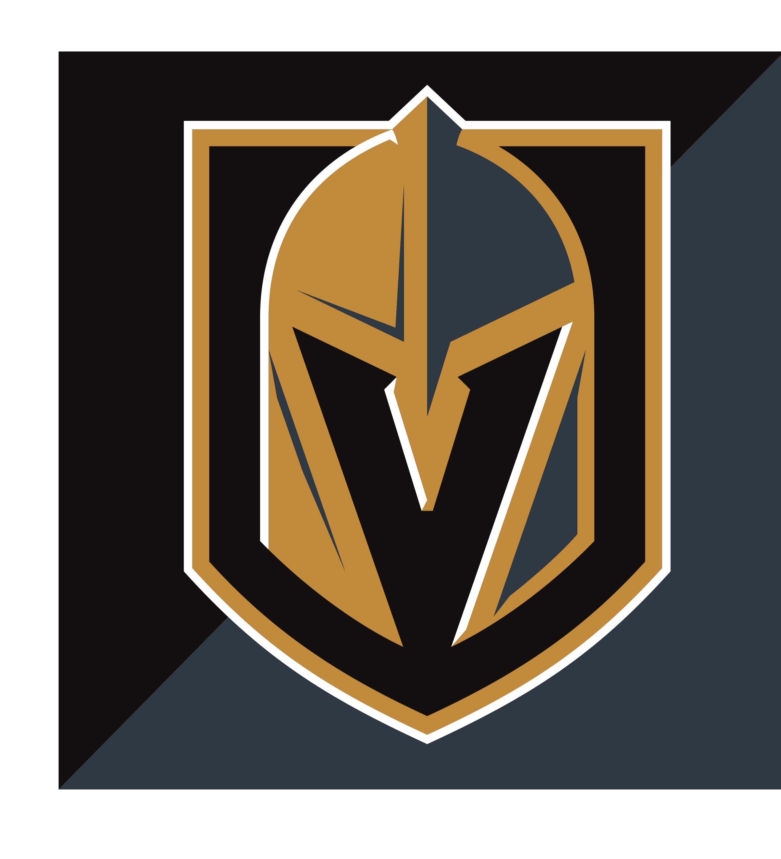 Vegas Golden Knights logo, full color without R on dark background variant