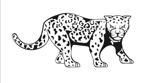 Full jaguar mascot mark, black outline variant, cell 31