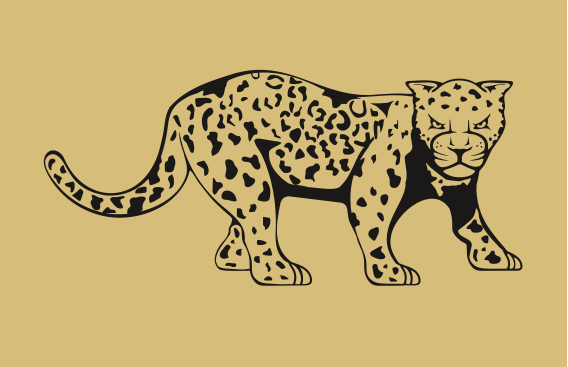 Full jaguar mascot mark, black on light gold variant, cell 33