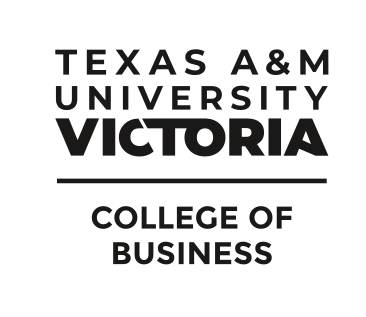 Texas A&M University Victoria College of Business, stacked color prominent college variant, cell 59