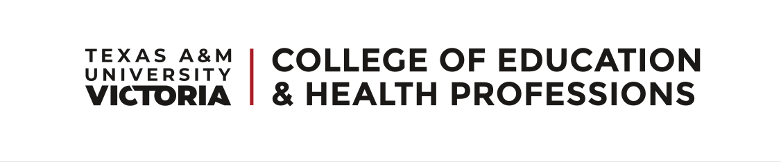 Texas A&M University Victoria College of Education & Health Professions, horizontal black variant, cell 40