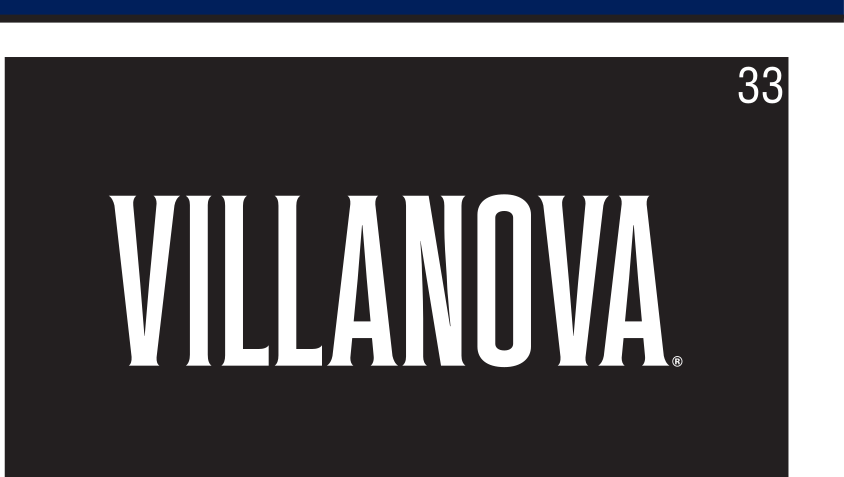 Villanova wordmark, block, 1-color white variant, cell 33