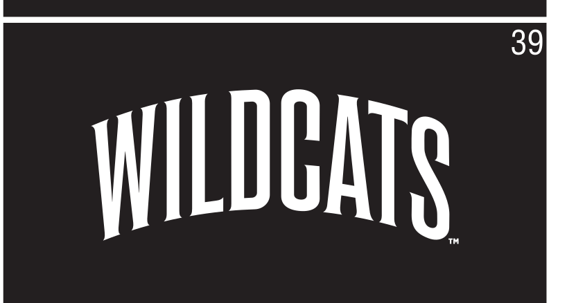 Wildcats wordmark, block, 1-color white variant, cell 39