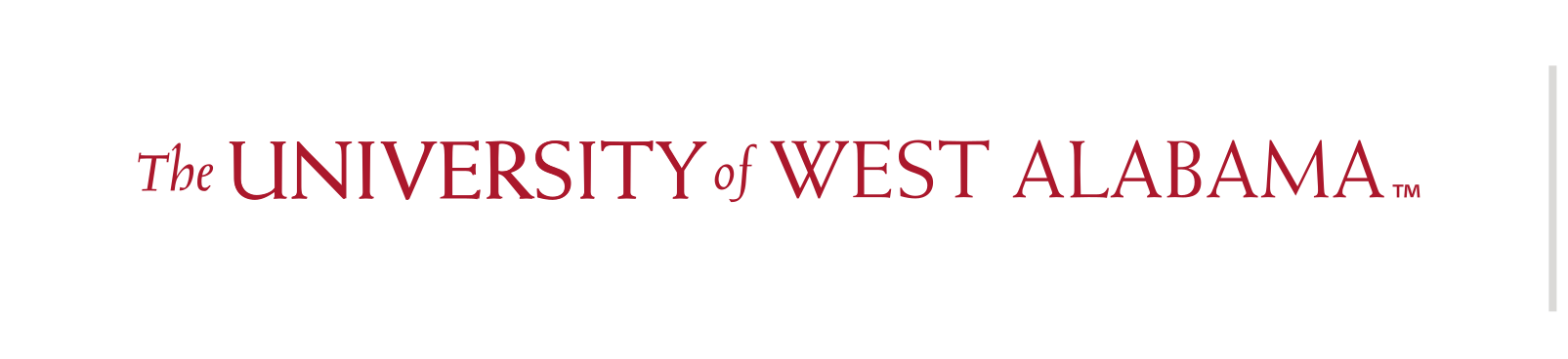 The University of West Alabama wordmark, red/black variant, cell 7