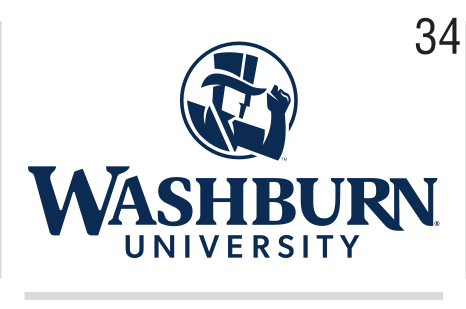 Washburn University logo, stacked, blue/white on light grey variant, cell 34