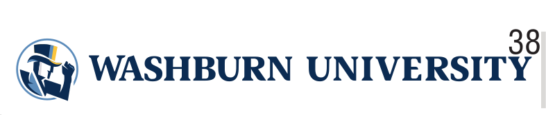 Washburn University logo, horizontal, blue/white variant, cell 38