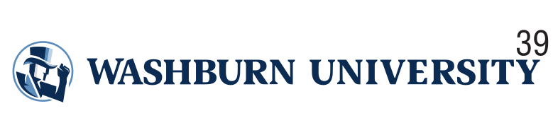 Washburn University logo, horizontal, blue/white on light grey variant, cell 39