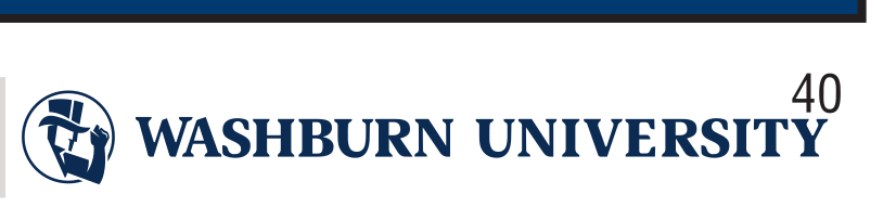 Washburn University logo, horizontal, white on blue variant, cell 40