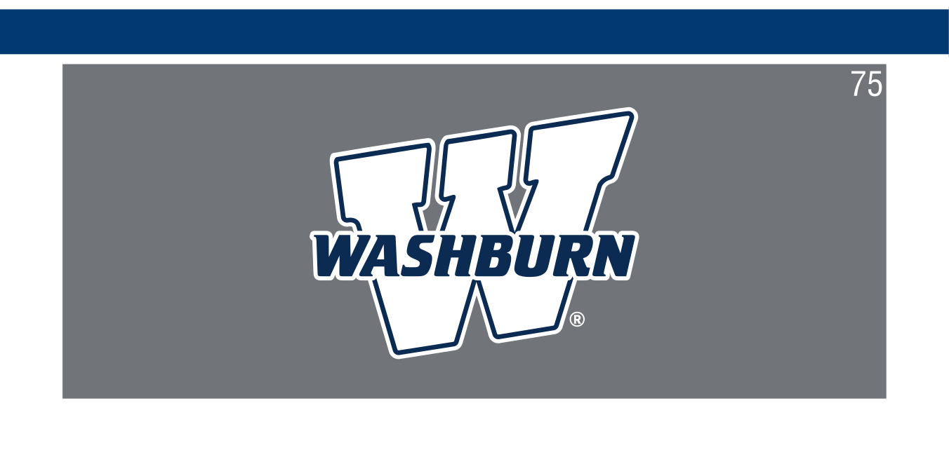 Washburn spirit mark, white on grey variant, cell 75