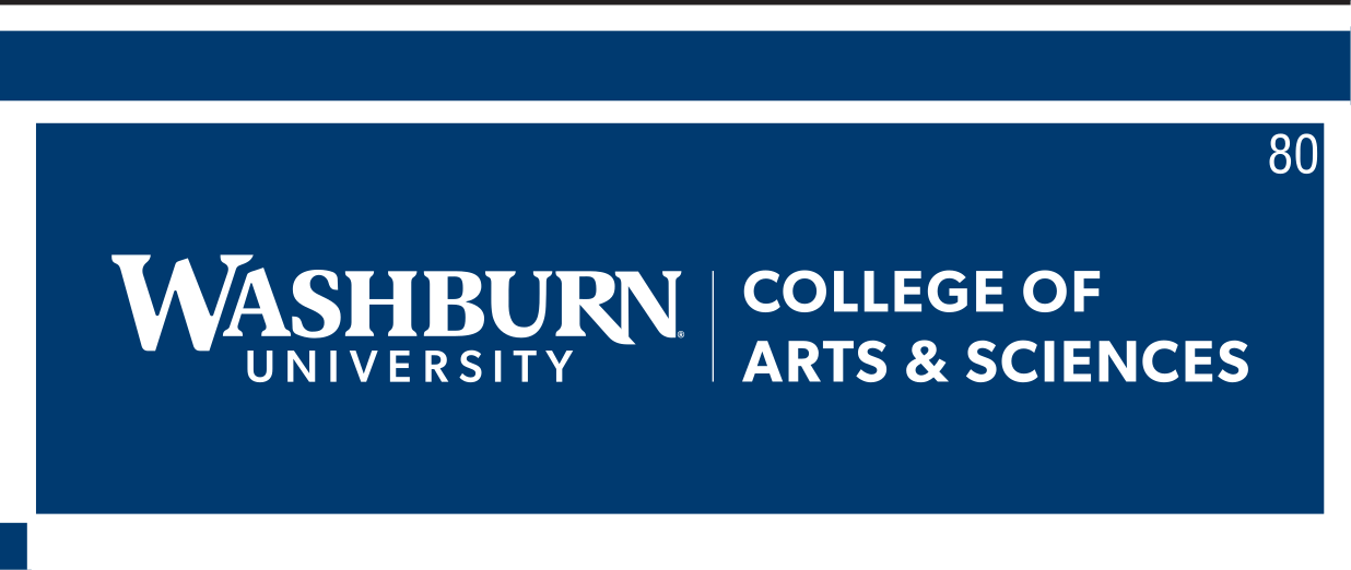 Washburn University College of Arts & Sciences, horizontal white on blue variant, cell 80