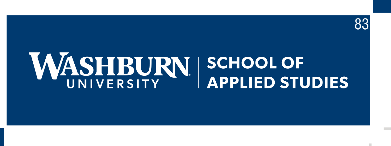 Washburn University School of Applied Studies, horizontal white on blue variant, cell 83