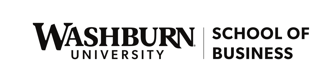 Washburn University School of Business, horizontal black variant, cell 85