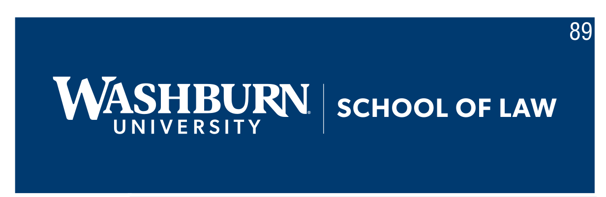 Washburn University School of Law, horizontal white on blue variant, cell 89