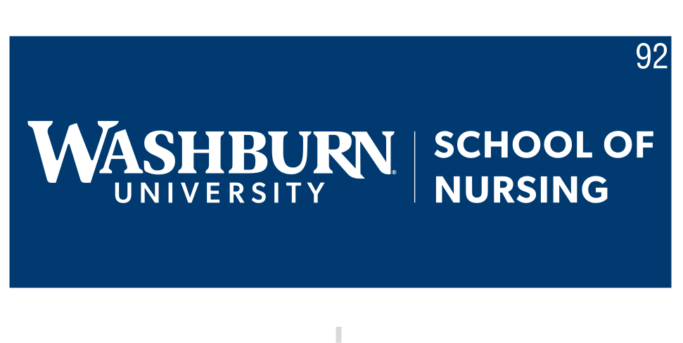 Washburn University School of Nursing, horizontal white on blue variant, cell 92