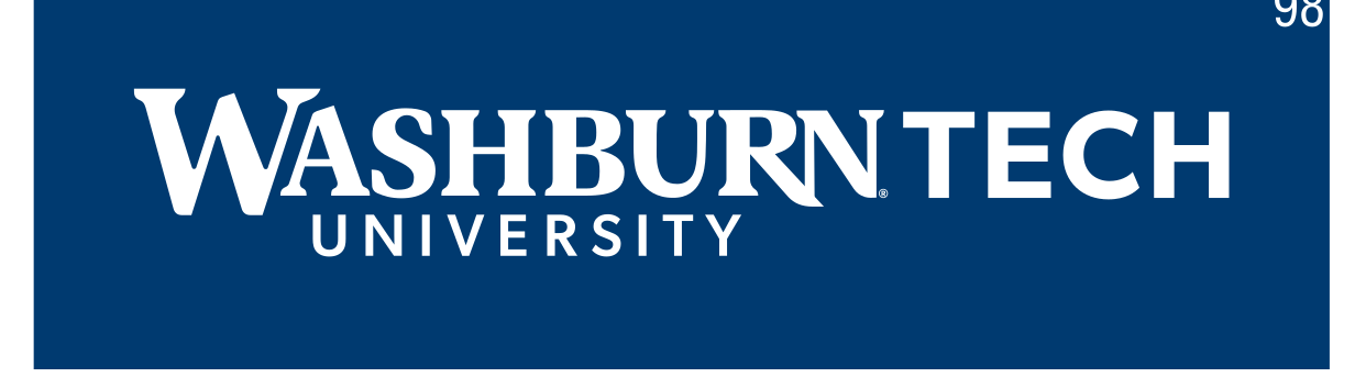 Washburn Tech University, horizontal white on blue variant, cell 98