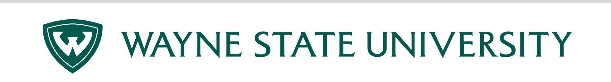 Wayne State University logo, black, horizontal, 1-line text variant, cell 8