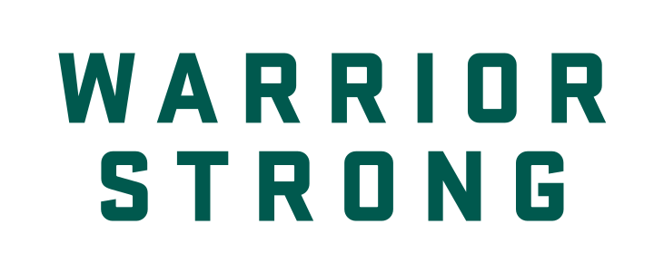 Warrior Strong stacked wordmark, green variant, cell 26