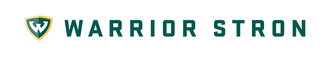 Warrior Strong lockup, shield and horizontal text, green/gold variant, cell 34