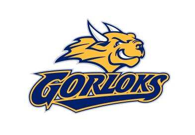 Gorloks wordmark with mascot head, color variant, cell 20