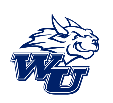 WU lettermark with mascot head, blue variant, cell 24