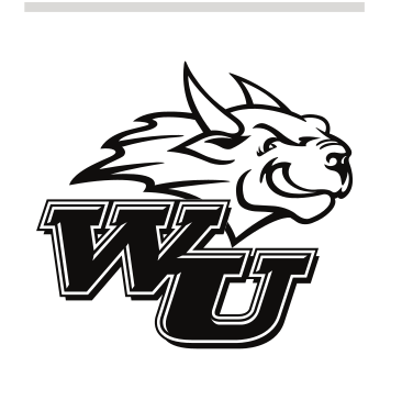 WU lettermark with mascot head, black variant, cell 25