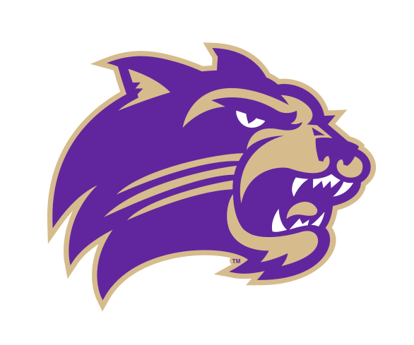 catamount head mascot, purple and gold variant, cell 7