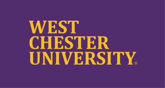 West Chester University wordmark (sans-serif), gold on purple variant, cell 10