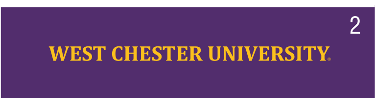 West Chester University wordmark with period, gold on purple variant, cell 22
