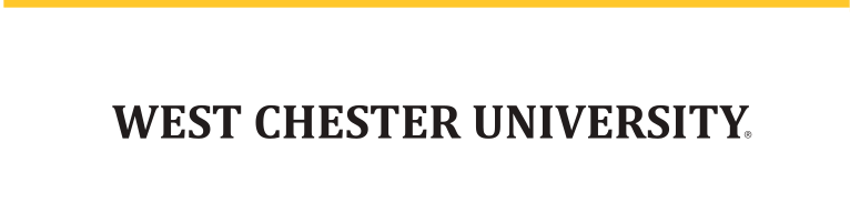 West Chester University wordmark with period, black on white variant, cell 23