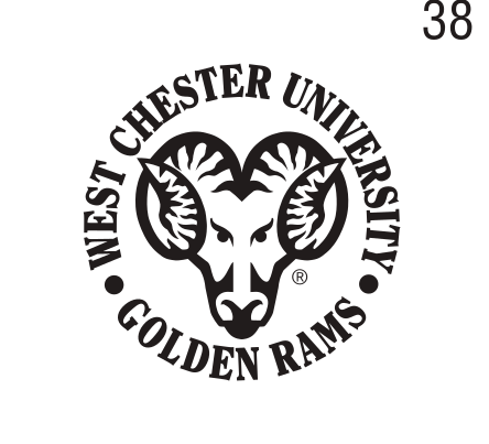West Chester Golden Rams circular logo, black/white on white variant, cell 38