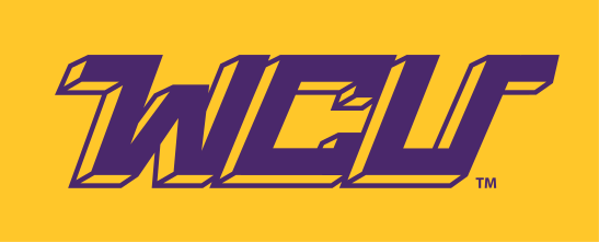 WCU wordmark, purple/gold on gold variant, cell 49