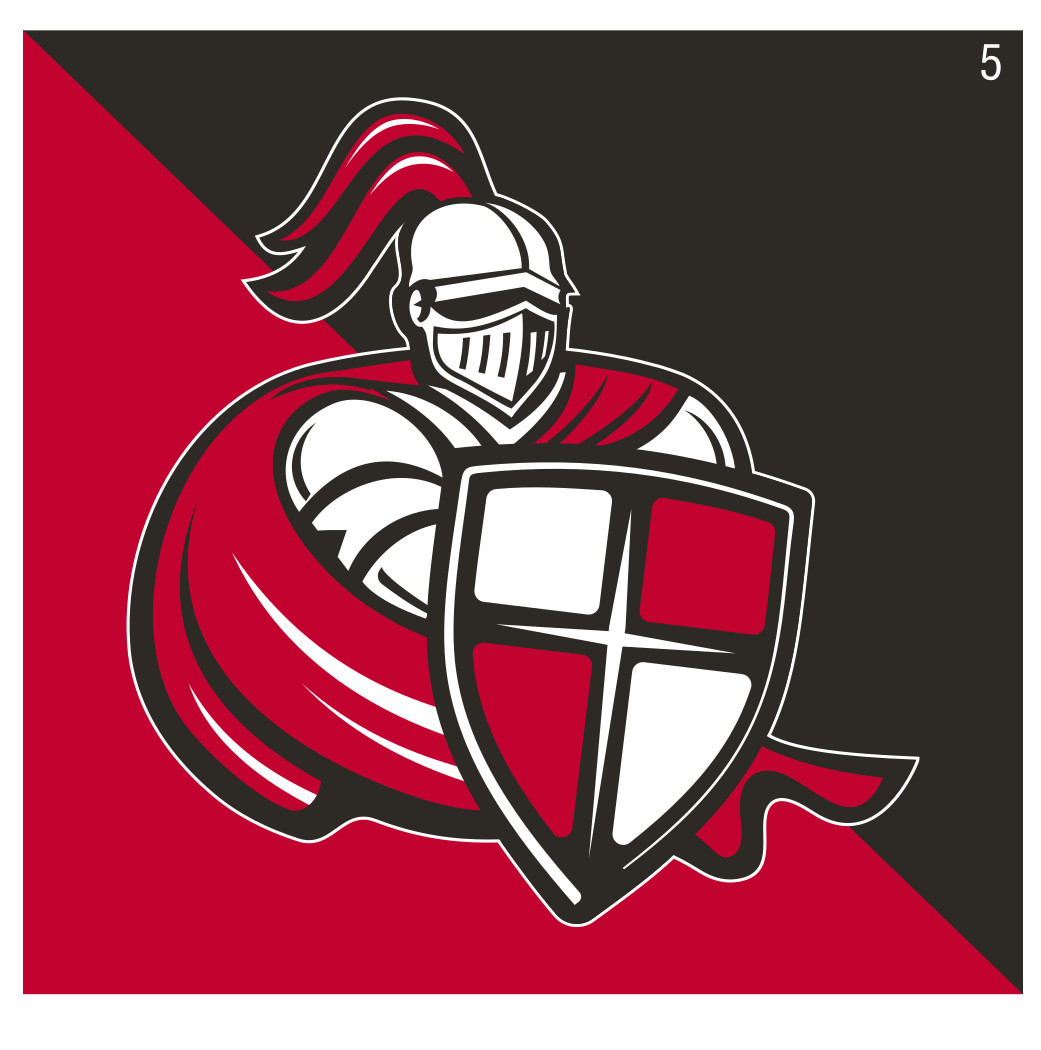 Crusader Mark, mascot only on red and black background variant, cell 5