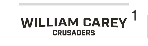 WILLIAM CAREY CRUSADERS wordmark, italic black on white variant, cell 11