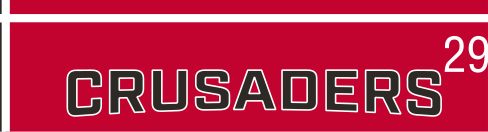 CRUSADERS wordmark, italic red on black background variant, cell 29