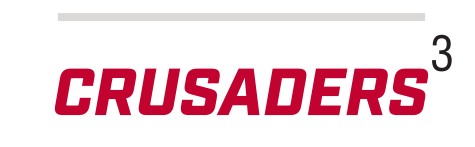 CRUSADERS wordmark, slanted red on white variant, cell 32
