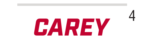 CAREY wordmark, slanted red on white variant, cell 47