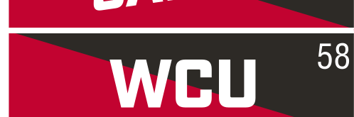 WCU lettermark, white on red background variant, cell 58