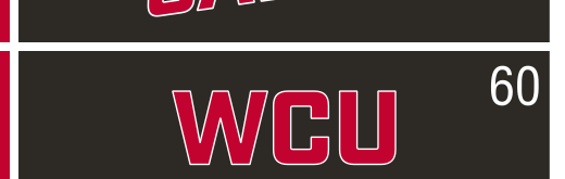 WCU lettermark, red on black background variant, cell 60